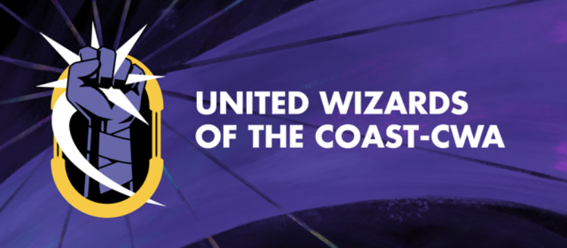United Wizards of the Coast-CWA sendikasının mor zeminli resmi görseli